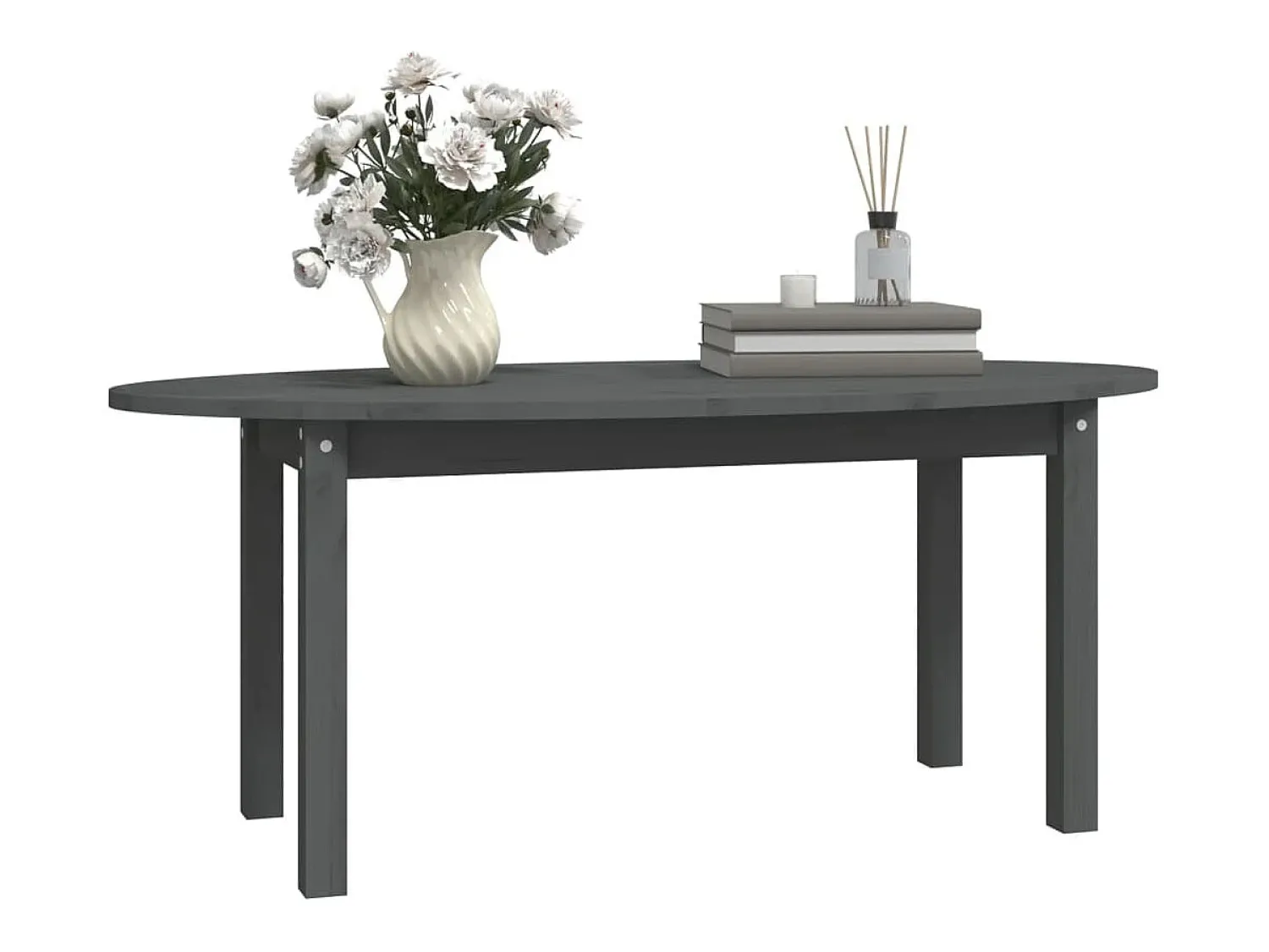Mesa De Centro| Mesa de centro | Mesa de apoio 110x55x45 cm madeira de pinho maciça Cinzento