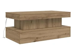 Mesa De Centro* Mesa de centro | Mesa de apoio com luzes LED 90x50x40 cm carvalho artisiano Castanho