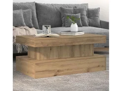 Mesa De Centro* Mesa de centro | Mesa de apoio com luzes LED 90x50x40 cm carvalho artisiano Castanho