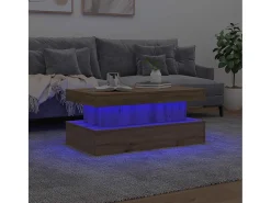 Mesa De Centro* Mesa de centro | Mesa de apoio com luzes LED 90x50x40 cm carvalho artisiano Castanho