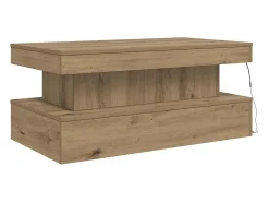 Mesa De Centro* Mesa de centro | Mesa de apoio com luzes LED 90x50x40 cm carvalho artisiano Castanho