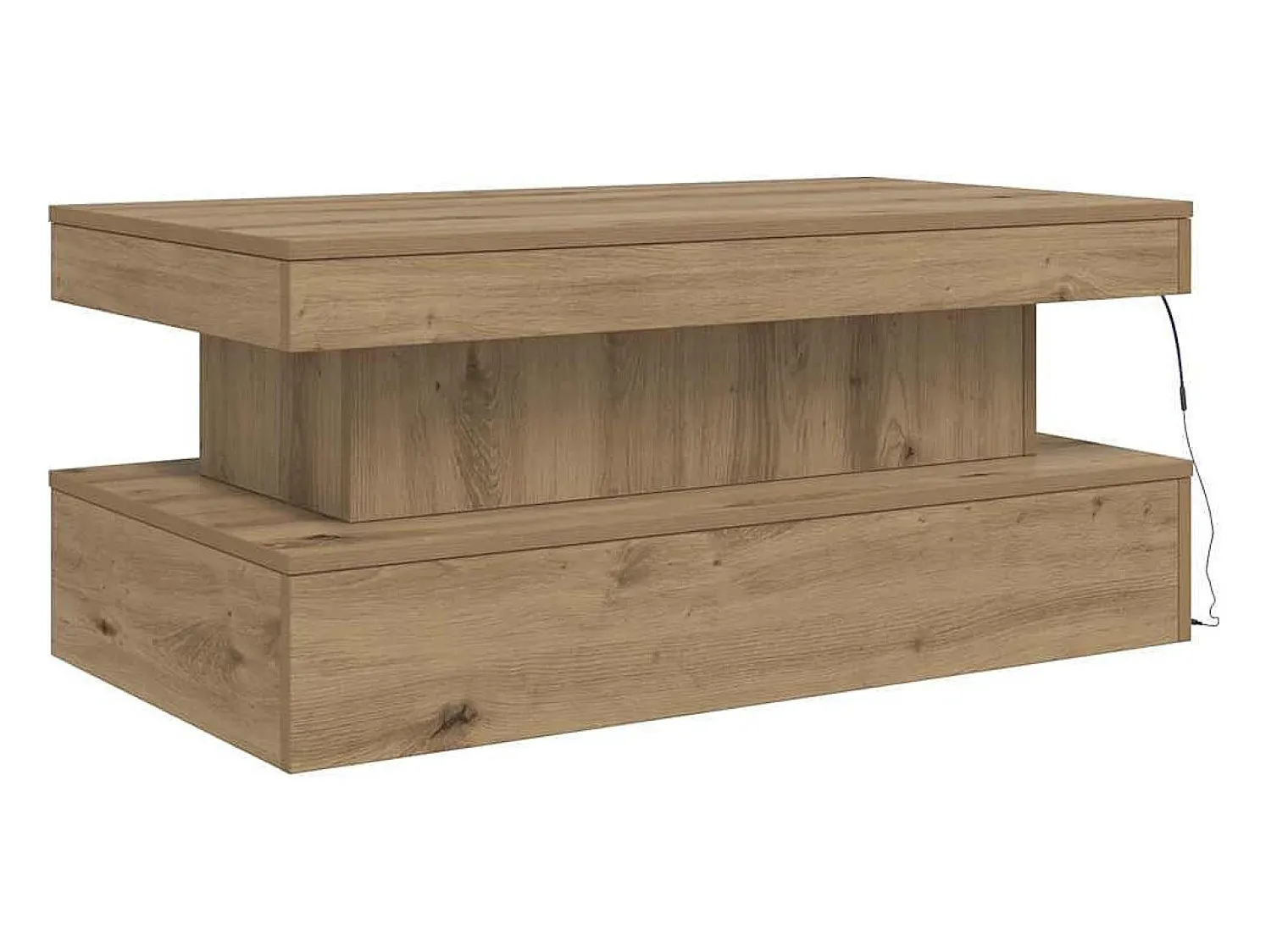 Mesa De Centro* Mesa de centro | Mesa de apoio com luzes LED 90x50x40 cm carvalho artisiano Castanho