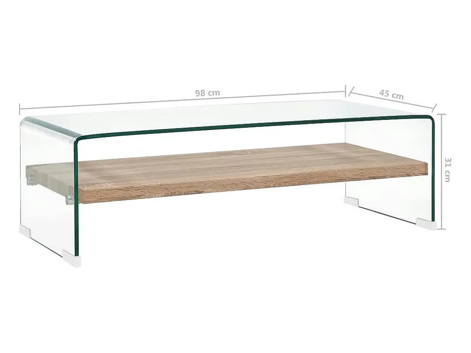 Hot Mesa de centro | Mesa de apoio 98x45x31 cm vidro temperado Transparente