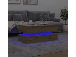 Mesa de centro | Mesa de apoio com luzes LED 90x50x40 cm carvalho artisiano Castanho
