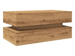 Mesa de centro | Mesa de apoio com luzes LED 90x50x40 cm carvalho artisiano Castanho