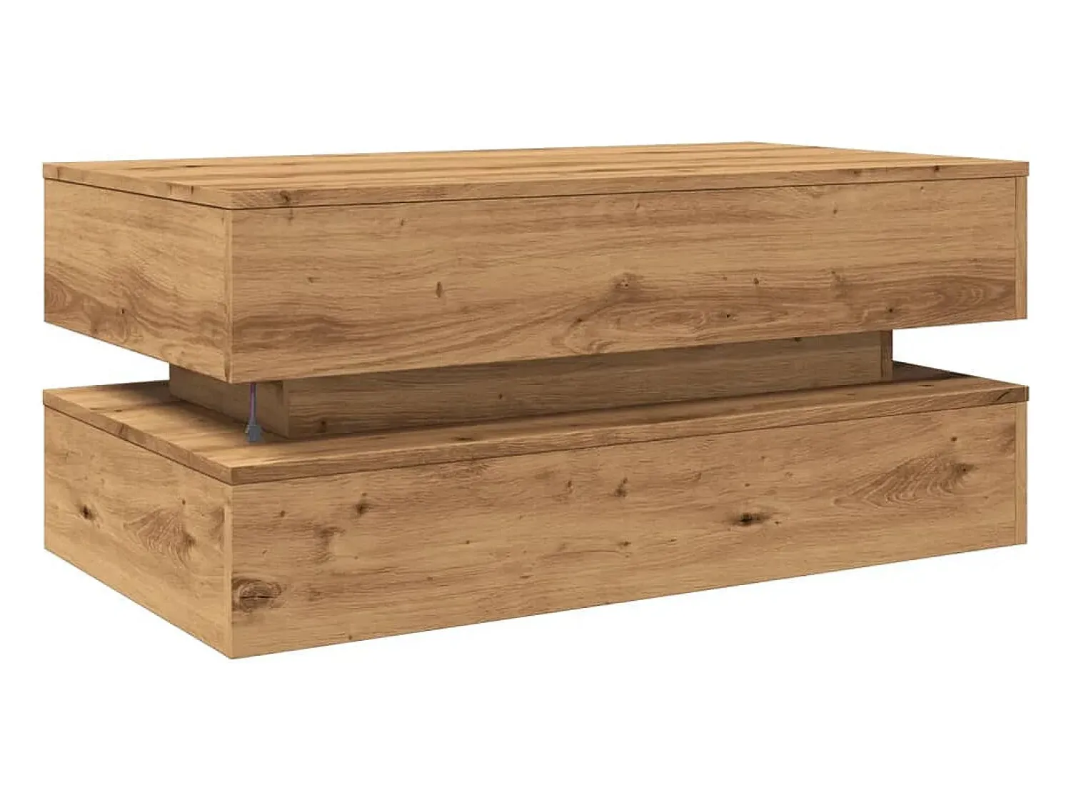 Mesa de centro | Mesa de apoio com luzes LED 90x50x40 cm carvalho artisiano Castanho