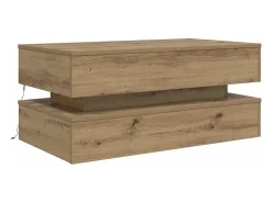 Mesa de centro | Mesa de apoio com luzes LED 90x50x40 cm carvalho artisiano Castanho