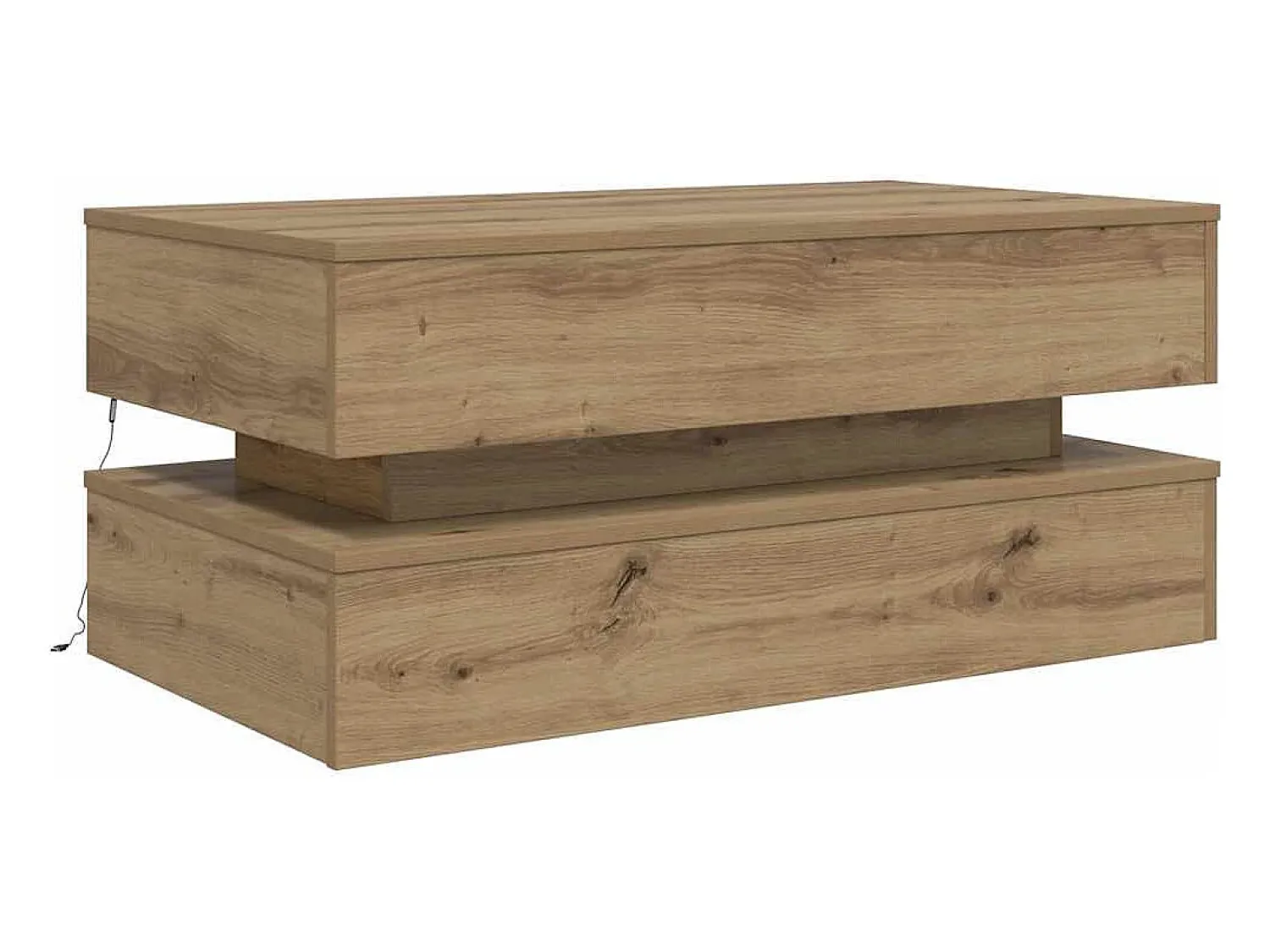 Mesa de centro | Mesa de apoio com luzes LED 90x50x40 cm carvalho artisiano Castanho