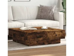 Mesa de centro | Mesa de apoio 90x90x28 cm derivados de madeira carvalho fumado^ Mesa De Centro