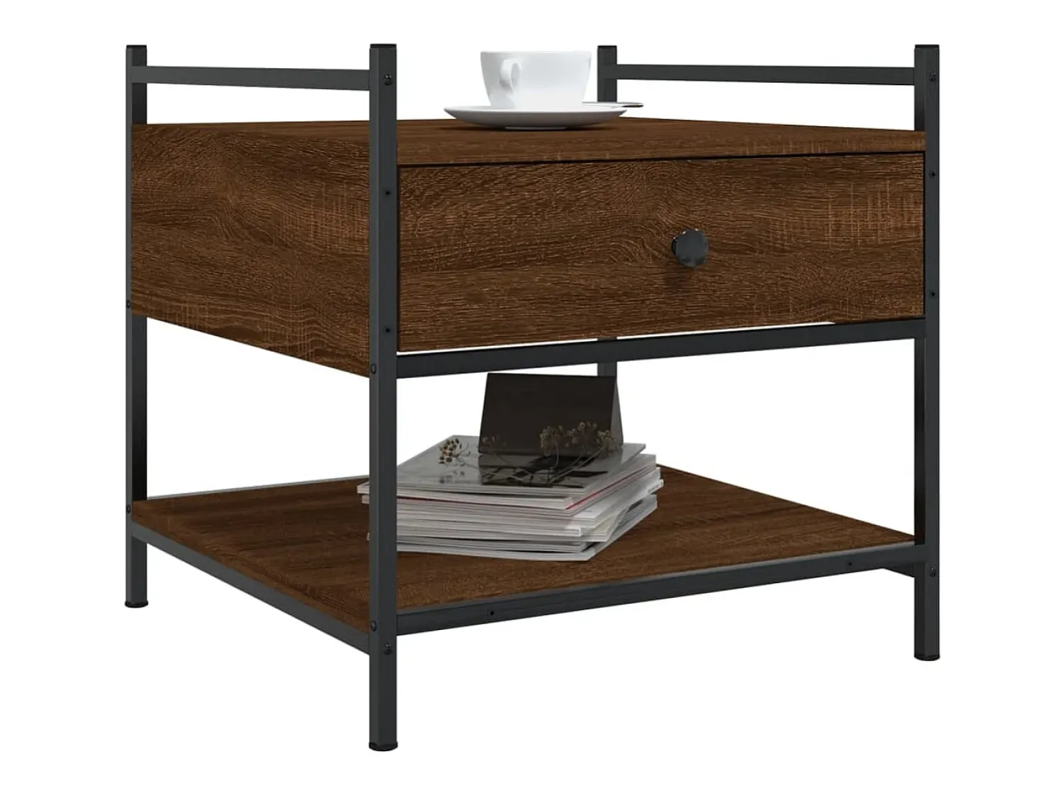 Discount Mesa de centro | Mesa de apoio 50x50x50 cm derivados de madeira carvalho Castanho
