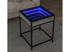 Mesa De Centro* Mesa de centro | Mesa de apoio luzes LED Infinity 40x40x51 cm sonoma Cinzento