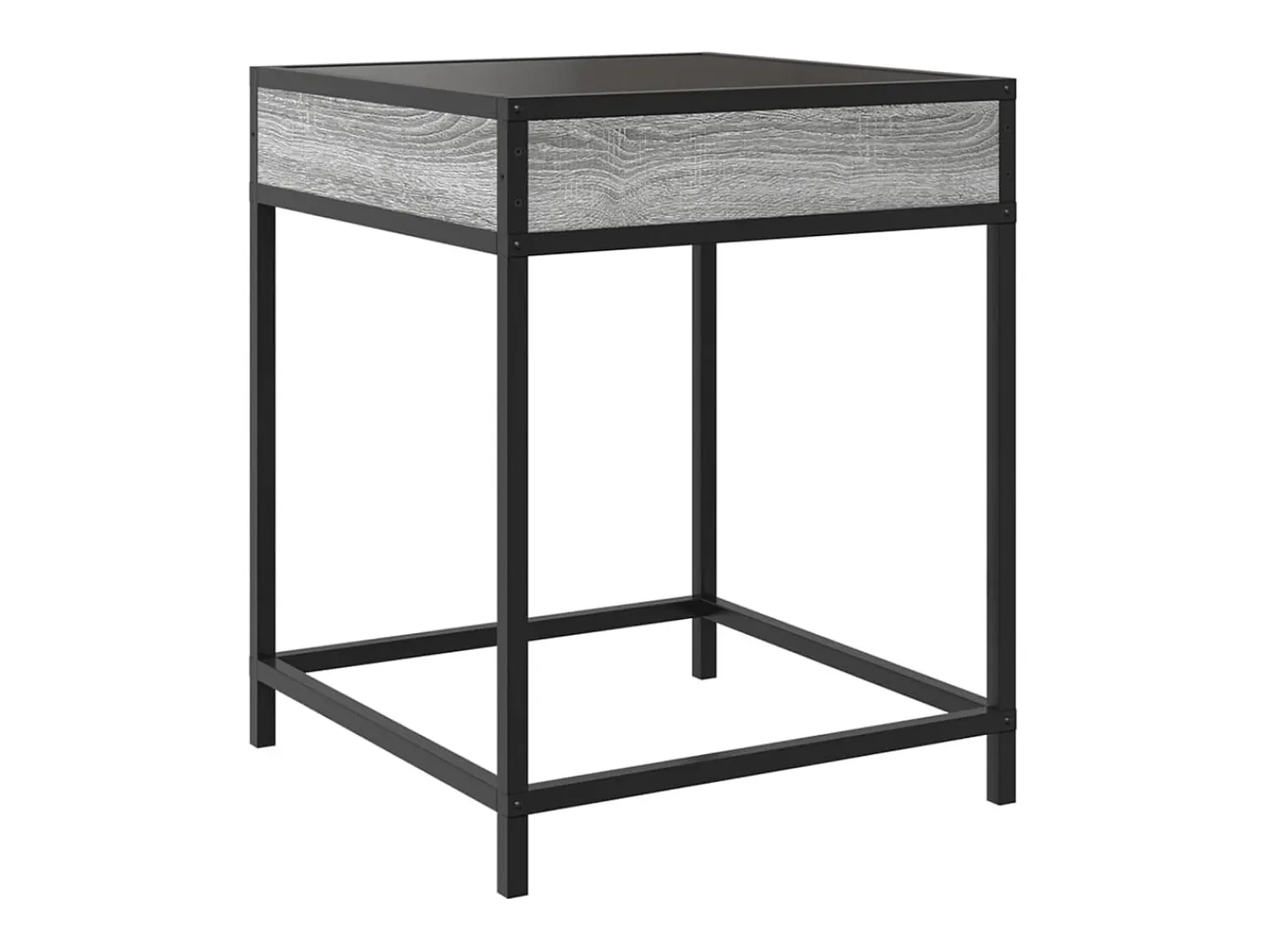 Mesa De Centro* Mesa de centro | Mesa de apoio luzes LED Infinity 40x40x51 cm sonoma Cinzento