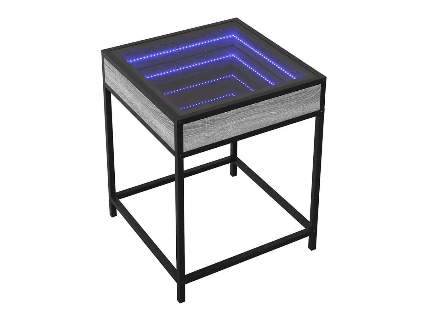 Mesa De Centro* Mesa de centro | Mesa de apoio luzes LED Infinity 40x40x51 cm sonoma Cinzento