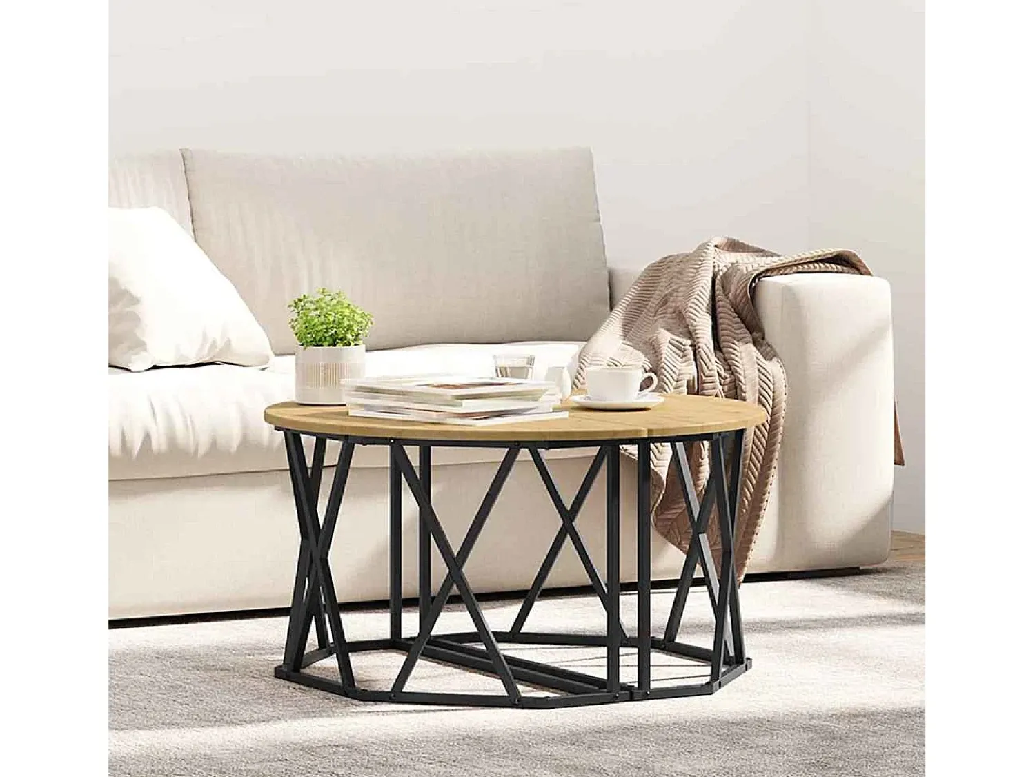 Clearance Mesa de centro | Mesa de apoio | Mesa de café carvalho artisiano 80x80x42 cm Castanho
