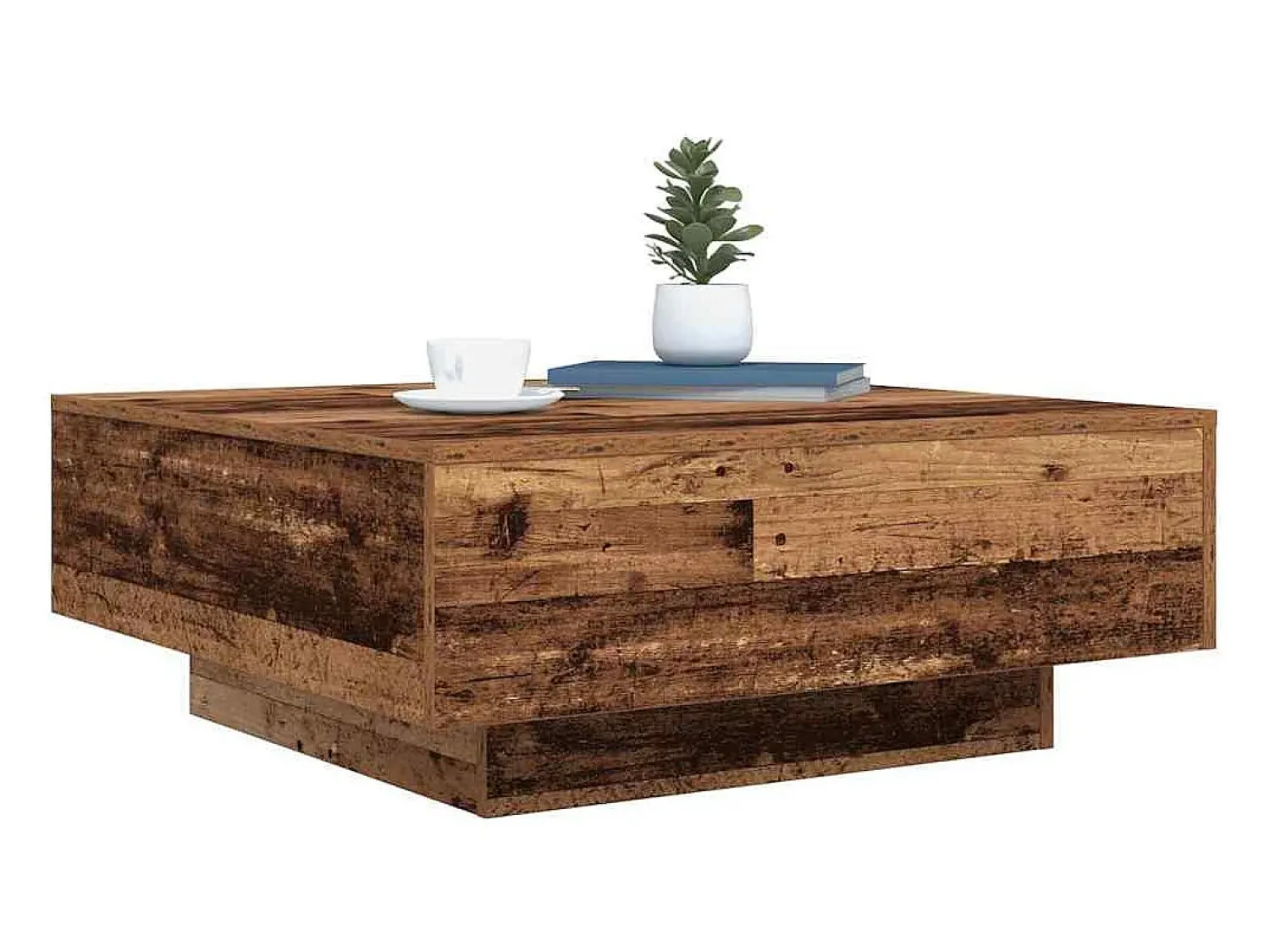 Mesa De Centro* Mesa de centro | Mesa de apoio Madeira antiga Azul 80x80x31 cm Castanho