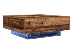 Mesa De Centro* Mesa de centro | Mesa de apoio Madeira antiga Azul 80x80x31 cm Castanho