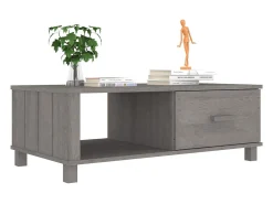 Mesa De Centro* Mesa de centro | Mesa de apoio HAMAR 100x55x35 cm pinho maciço cinza-claro Cinzento