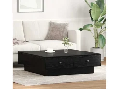 New Mesa de centro | Mesa de apoio Carvalho 90x90x28 cm Preto