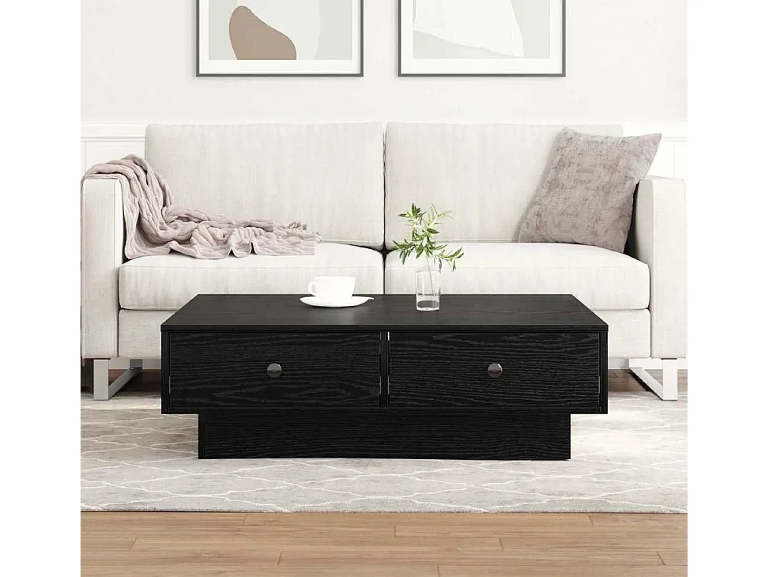 New Mesa de centro | Mesa de apoio Carvalho 90x90x28 cm Preto