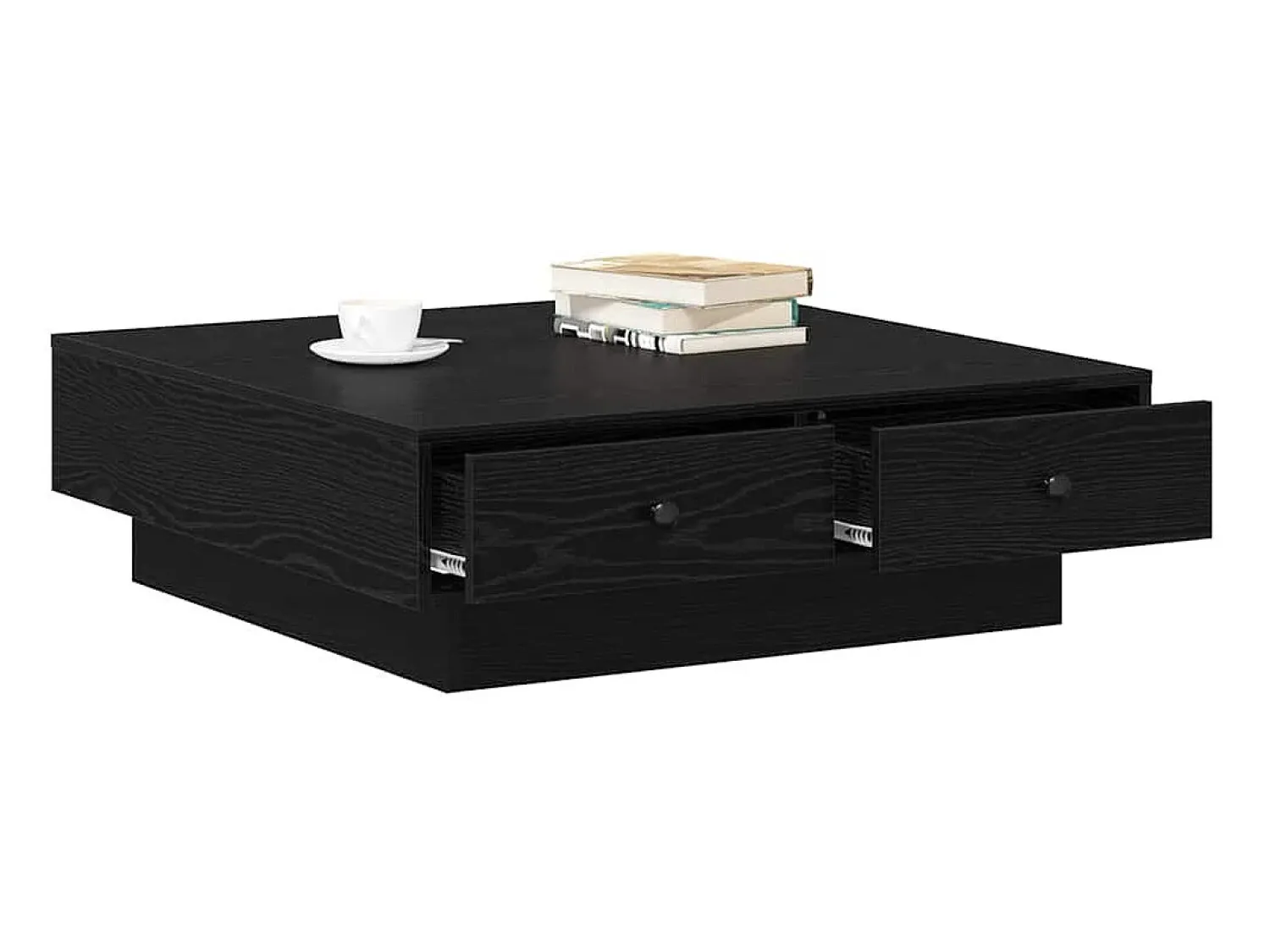New Mesa de centro | Mesa de apoio Carvalho 90x90x28 cm Preto