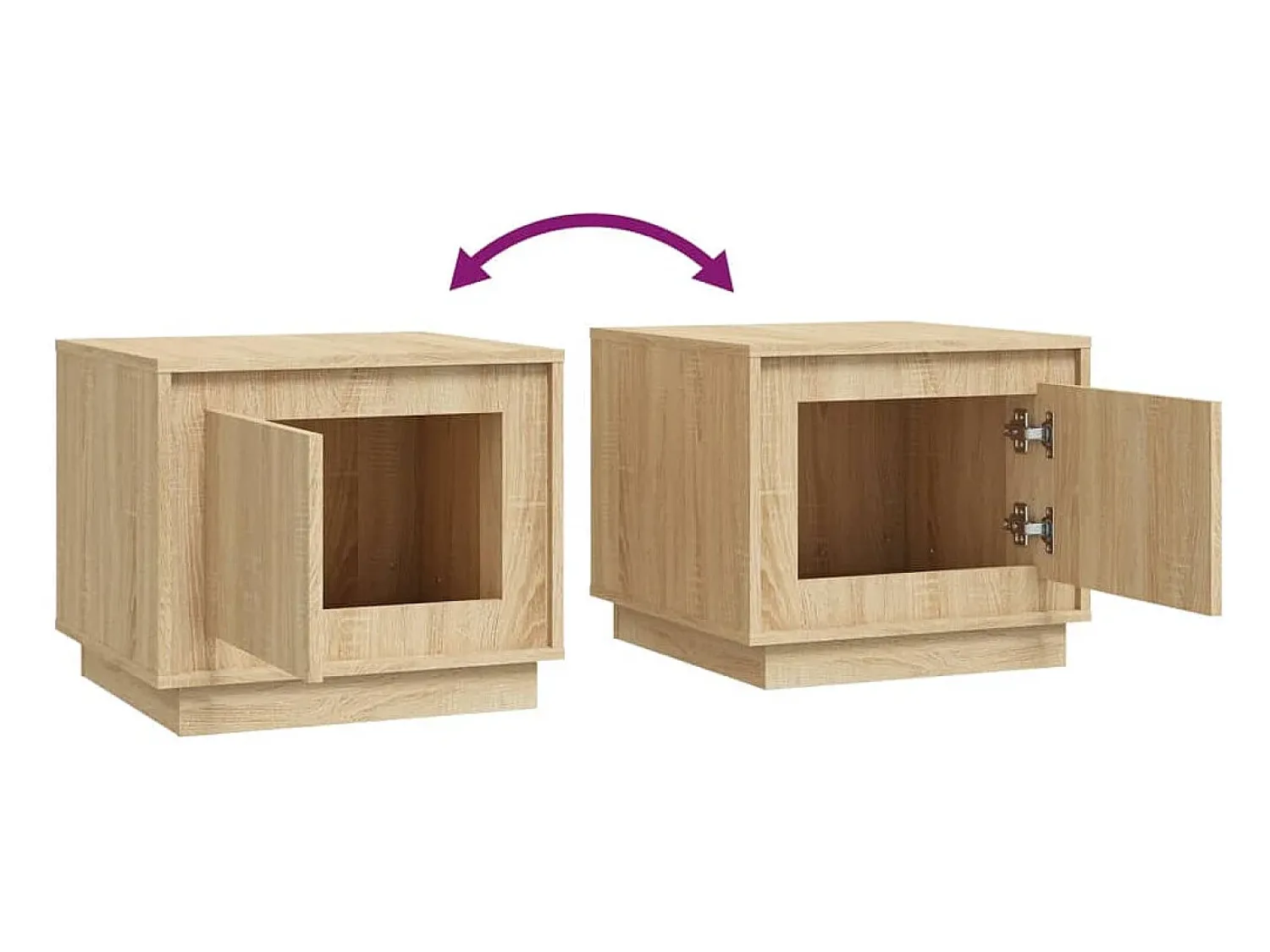 Mesa De Centro* Mesa de centro | Mesa de apoio 51x50x44 cm derivados madeira carvalho sonoma Castanho