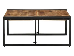 Mesa De Centro| Mesa de centro | Mesa de apoio | Mesa de café 80x80x35 cm madeira de mangueira áspera maciça Castanho