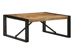 Mesa De Centro| Mesa de centro | Mesa de apoio | Mesa de café 80x80x35 cm madeira de mangueira áspera maciça Castanho