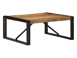 Mesa De Centro| Mesa de centro | Mesa de apoio | Mesa de café 80x80x35 cm madeira de mangueira áspera maciça Castanho