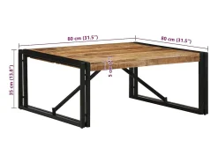 Mesa De Centro| Mesa de centro | Mesa de apoio | Mesa de café 80x80x35 cm madeira de mangueira áspera maciça Castanho