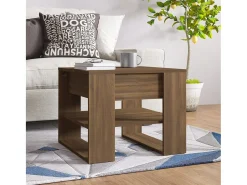Mesa De Centro| Mesa de centro | Mesa de apoio 55.5x55x45 cm derivados de madeira carvalho fumado Castanho