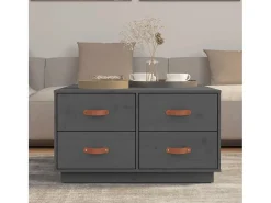 Hot Mesa de centro | Mesa de apoio 80x80x45 cm madeira de pinho maciça cinza Cinzento
