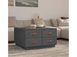 Hot Mesa de centro | Mesa de apoio 80x80x45 cm madeira de pinho maciça cinza Cinzento