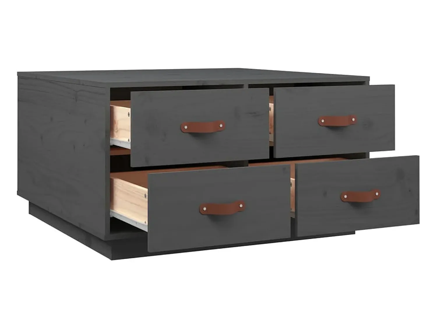 Hot Mesa de centro | Mesa de apoio 80x80x45 cm madeira de pinho maciça cinza Cinzento