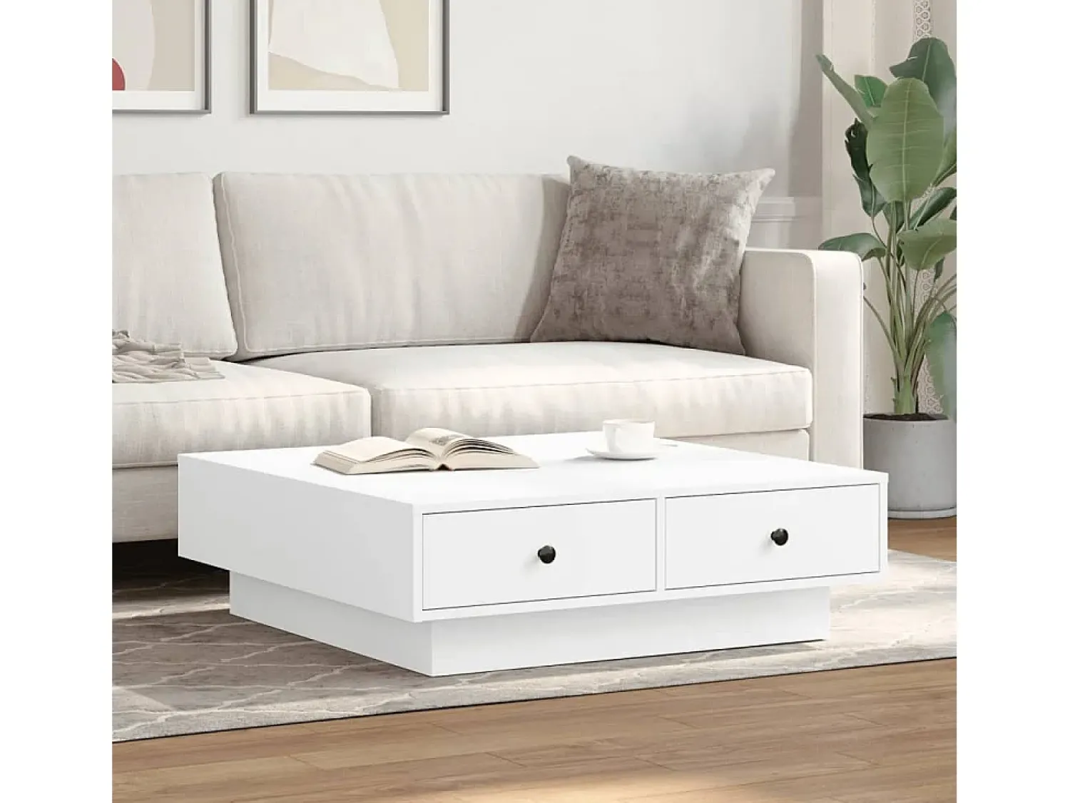 Mesa De Centro| Mesa de centro | Mesa de apoio 90x90x28 cm contraplacado Branco