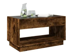 Mesa De Centro| Mesa de centro | Mesa de apoio luzes LED Infinity 90x50x50 cm carvalho fumado Castanho