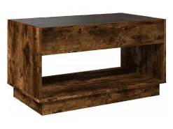 Mesa De Centro| Mesa de centro | Mesa de apoio luzes LED Infinity 90x50x50 cm carvalho fumado Castanho