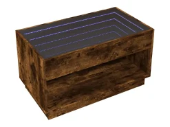 Mesa De Centro| Mesa de centro | Mesa de apoio luzes LED Infinity 90x50x50 cm carvalho fumado Castanho