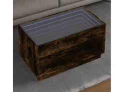Mesa De Centro| Mesa de centro | Mesa de apoio luzes LED Infinity 90x50x50 cm carvalho fumado Castanho