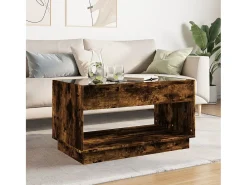 Mesa De Centro| Mesa de centro | Mesa de apoio luzes LED Infinity 90x50x50 cm carvalho fumado Castanho