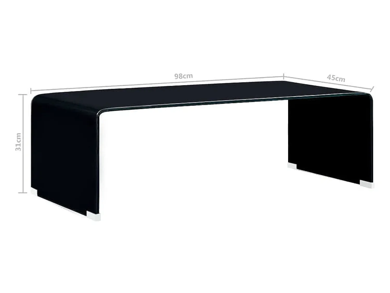 Mesa De Centro* Mesa de centro | Mesa de apoio 98x45x31 cm vidro temperado Preto
