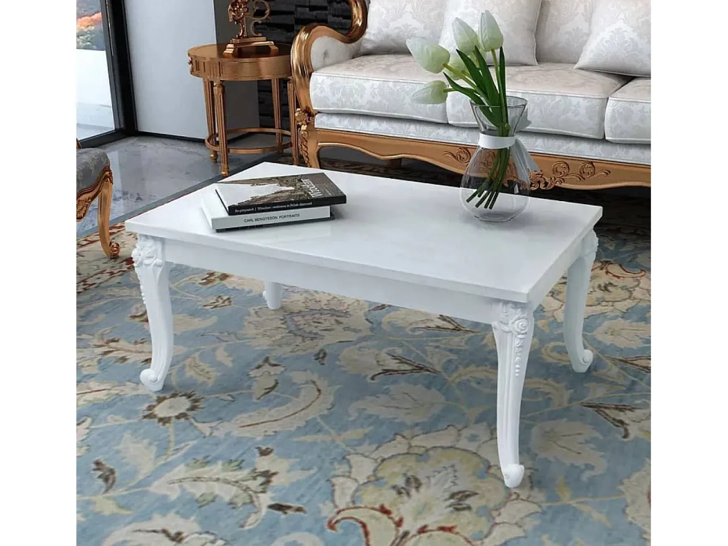 Mesa de centro | Mesa de apoio | Mesa de café.100x60x42 cm. brilhante^ Mesa De Centro