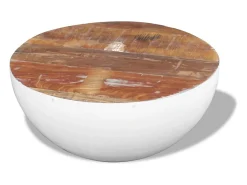Mesa de centro | Mesa de apoio formato tigela 60x60x30 cm madeira reciclada maciça^ Mesa De Centro