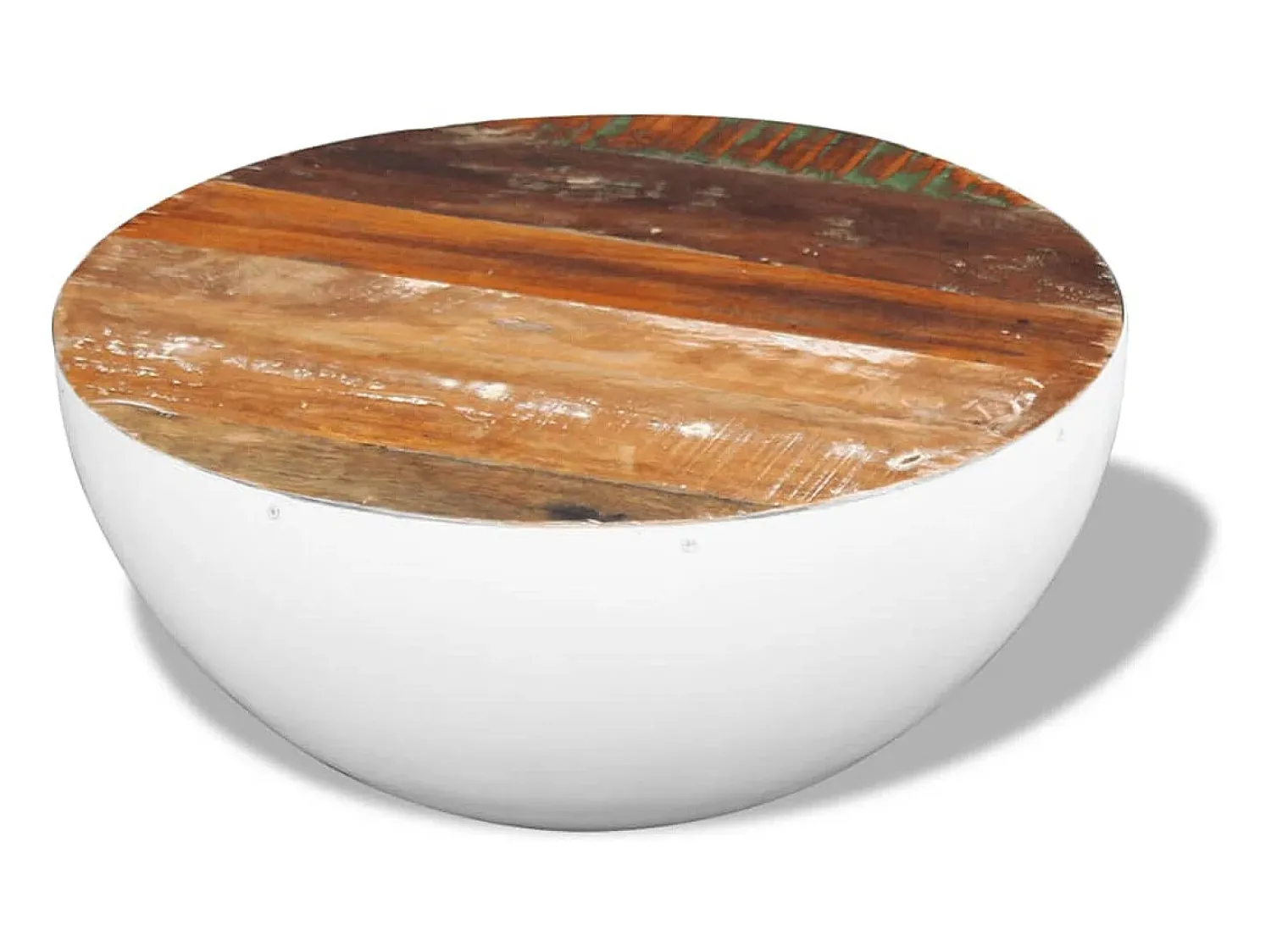 Mesa de centro | Mesa de apoio formato tigela 60x60x30 cm madeira reciclada maciça^ Mesa De Centro