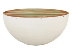 Mesa de centro | Mesa de apoio formato tigela 60x60x30 cm madeira reciclada maciça^ Mesa De Centro