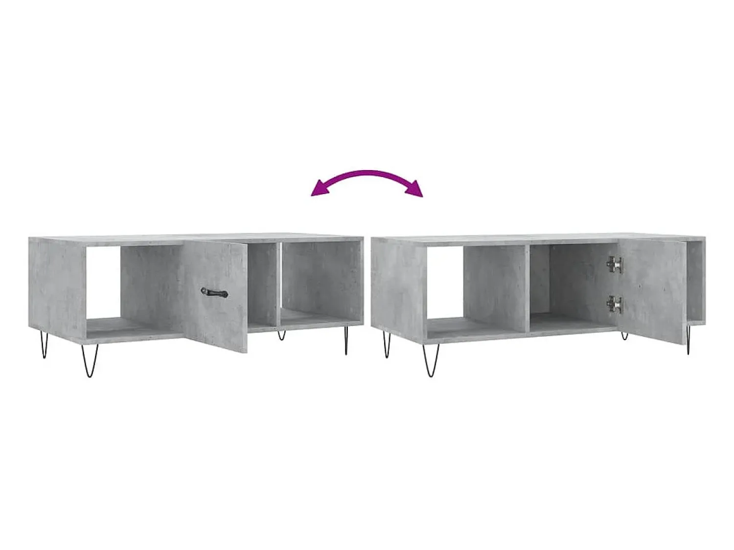 Mesa de centro | Mesa de apoio 102x50x40 cm madeira processada cinza cimento^ Mesa De Centro