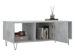 Mesa de centro | Mesa de apoio 102x50x40 cm madeira processada cinza cimento^ Mesa De Centro