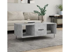 Mesa de centro | Mesa de apoio 102x50x40 cm madeira processada cinza cimento^ Mesa De Centro