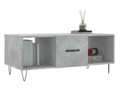 Mesa de centro | Mesa de apoio 102x50x40 cm madeira processada cinza cimento^ Mesa De Centro
