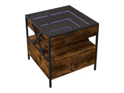 Hot Mesa de centro | Mesa de apoio luzes LED Infinity 50x50x51 cm carvalho fumado Castanho