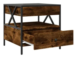 Hot Mesa de centro | Mesa de apoio luzes LED Infinity 50x50x51 cm carvalho fumado Castanho